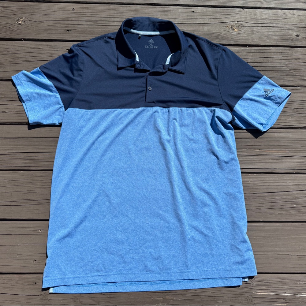Adidas Men's Two-Tone Blue Polo Shirt - Size XL - Picture 3 of 15